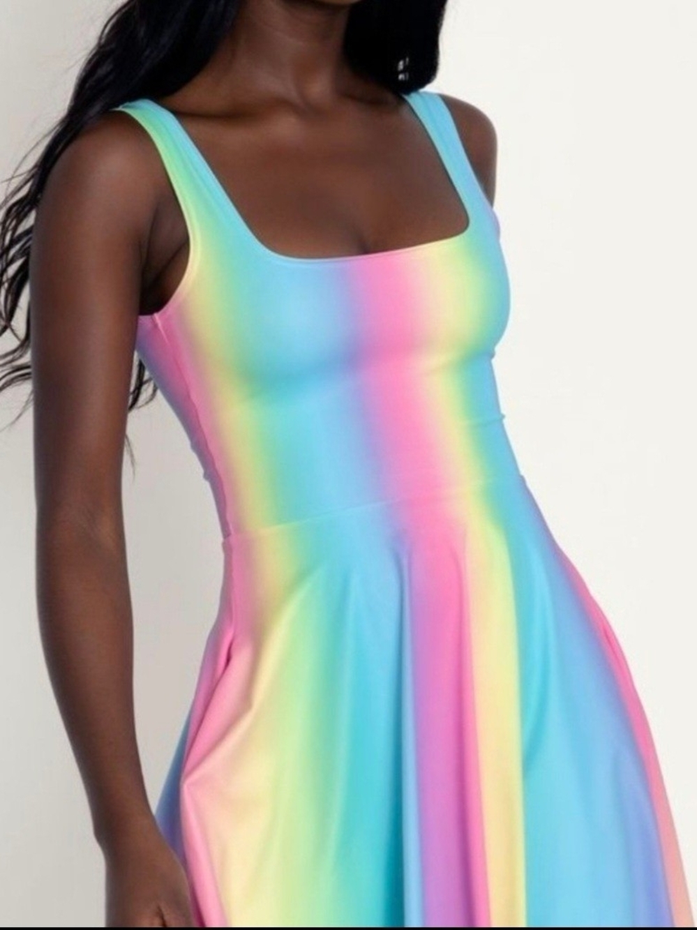Blackmilk Pastel Rainbow Striped One-Piece Dress